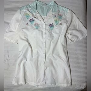 BonWorth Green and White Striped Top